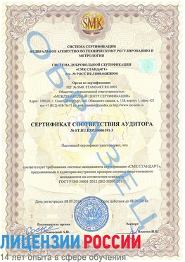 Образец сертификата соответствия аудитора №ST.RU.EXP.00006191-3 Якутск Сертификат ISO 50001
